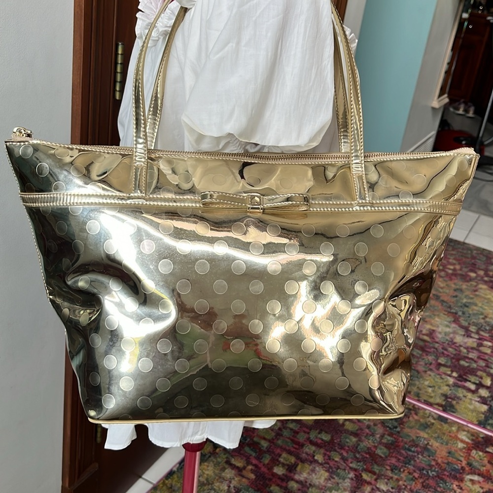 Kate Spade  Camelia Street Sophia polkadot embossed metallic Tote / Shoulder Bag